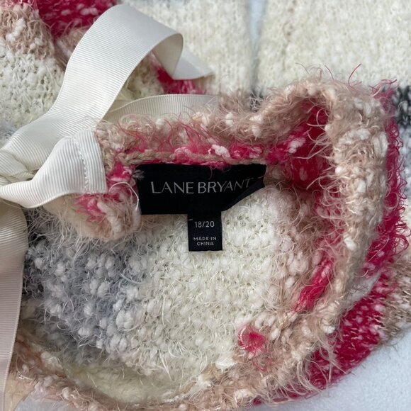 Lane Bryant Striped Boucle Knit Sweater with Tie Back Womens Plus Size 18/20 - Picture 2 of 5